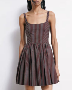 Abito mini in popeline con punto smock